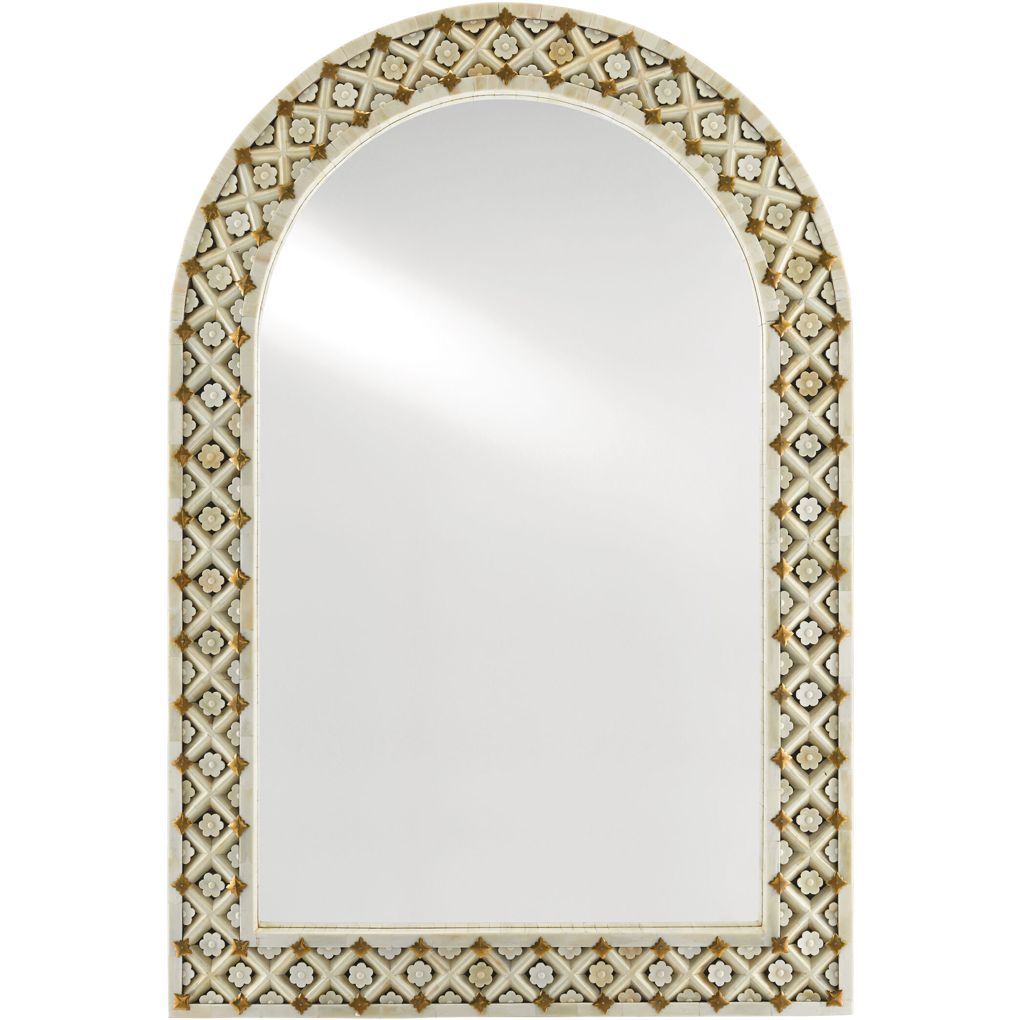 Ellaria 48.25 X 32.75 inch Natural Bone/Brass/Mirror Wall Mirror