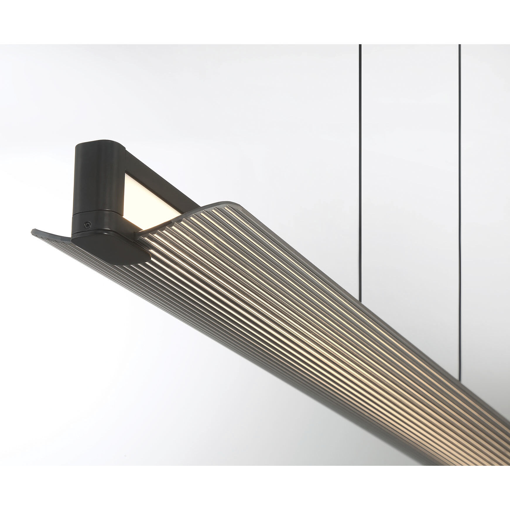 Neoness LED 50 inch Matte Black Linear Chandelier Ceiling Light in Smoke