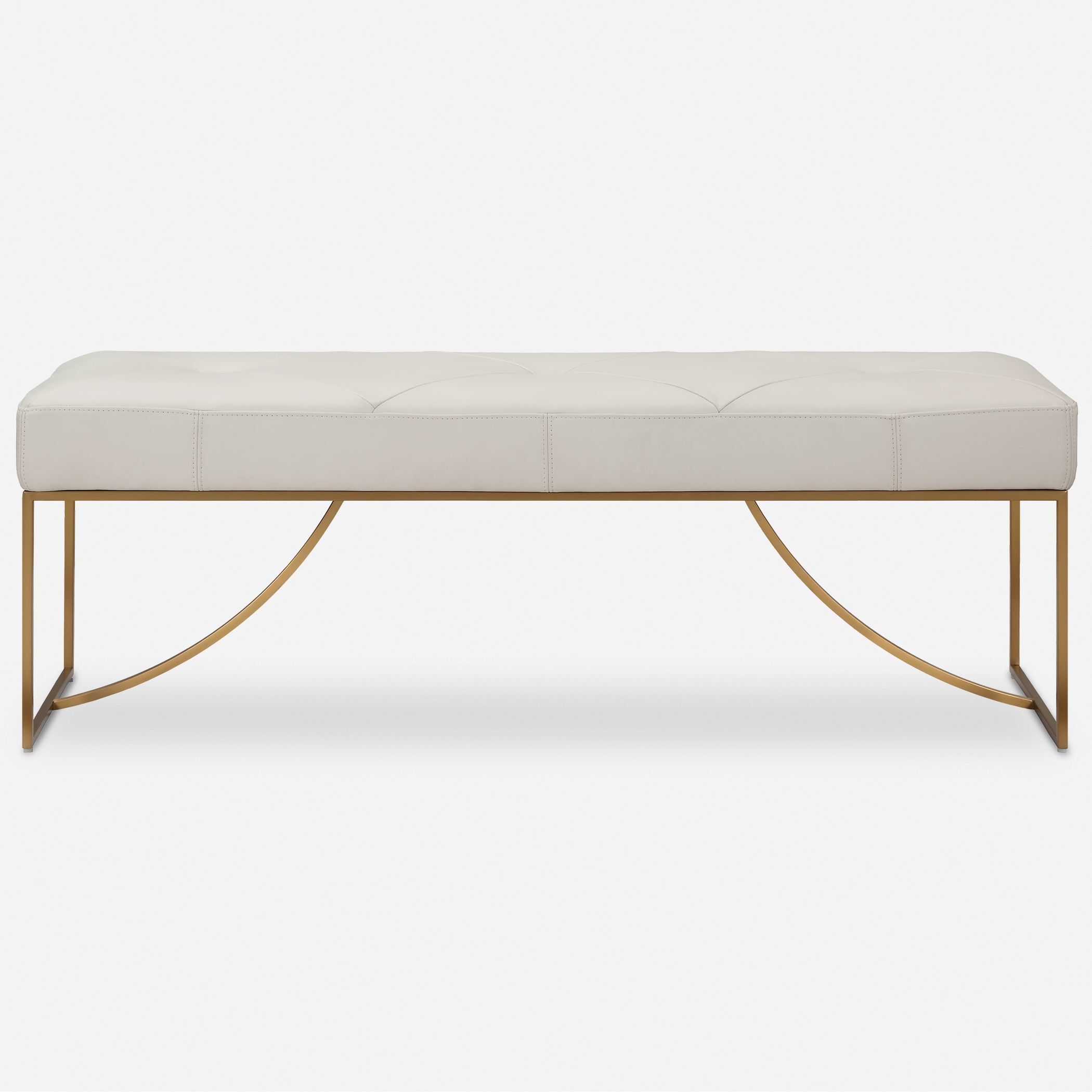 Swale Ivory Leather and Brushed Brass Bench