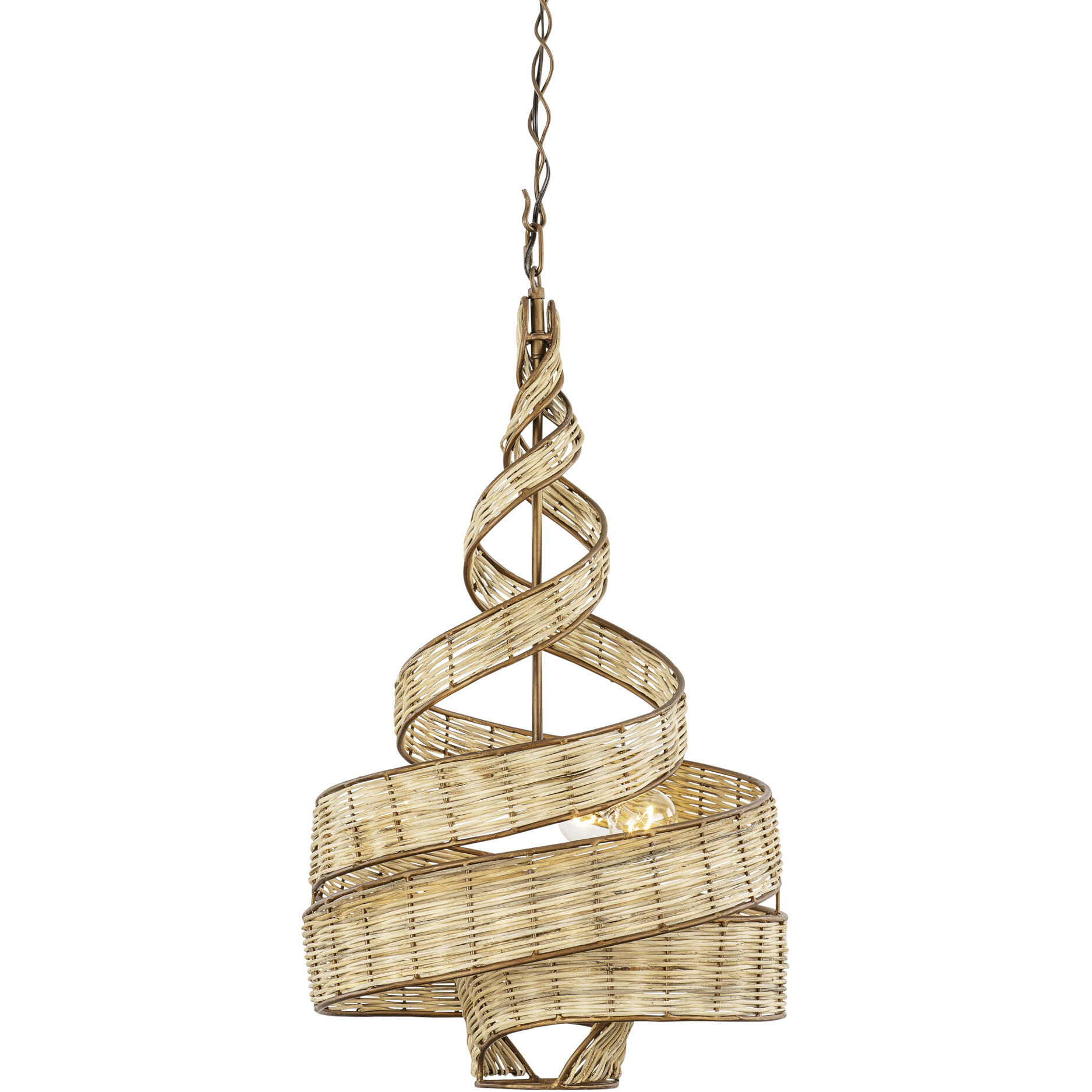 Flow 3 Light 18 inch Baguette and Natural Rattan Pendant Ceiling Light in Baguette/Natural Rattan, Smithsonian Collaboration