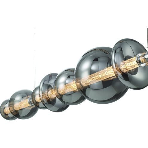 Atomo Linear Chandelier Ceiling Light in Chrome, Smoke