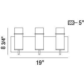 Pista 3 Light 19 inch Chrome Vanity Light Wall Light