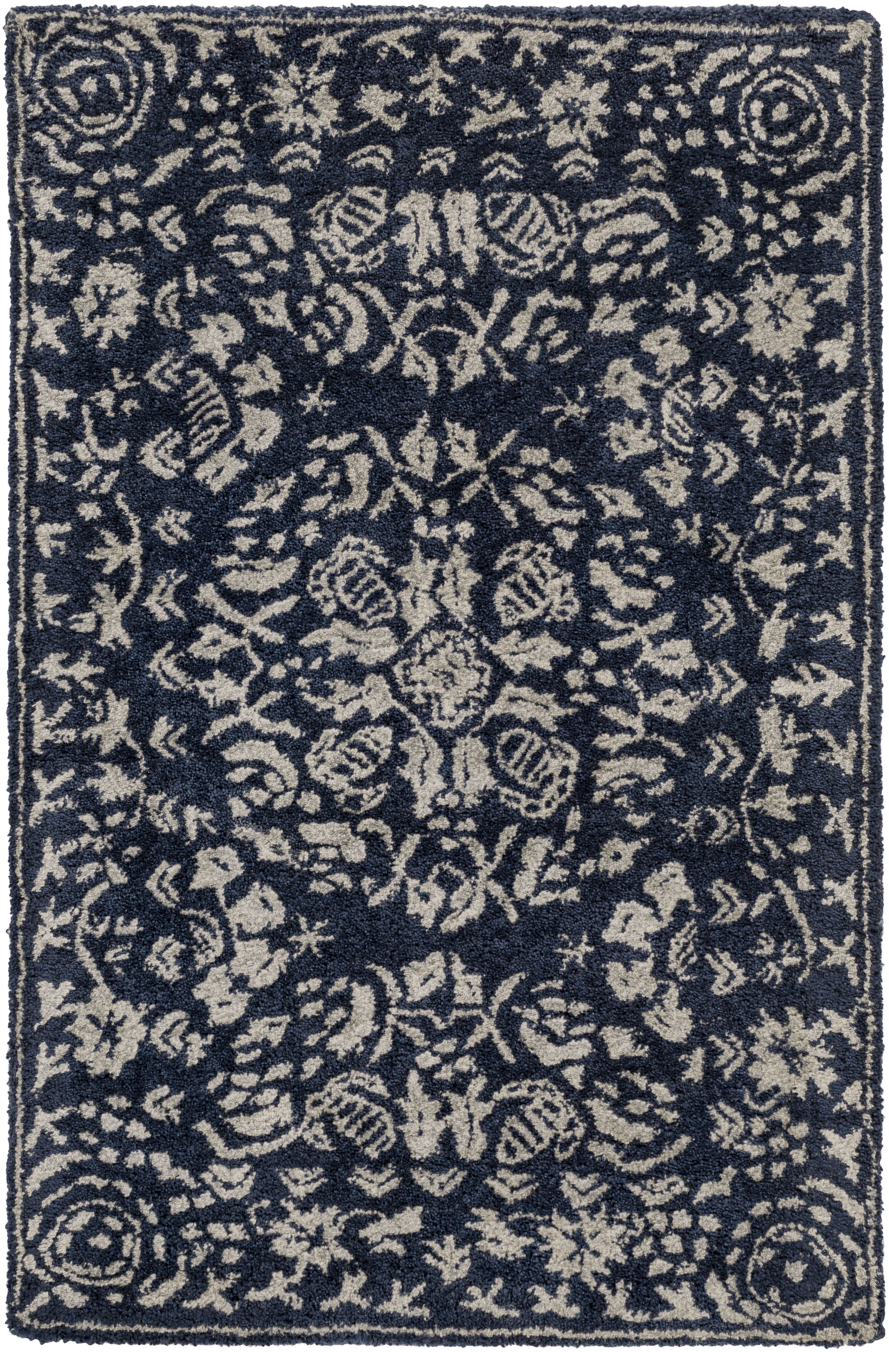 Hendrick 36 X 24 inch Dark Blue Rug, Rectangle