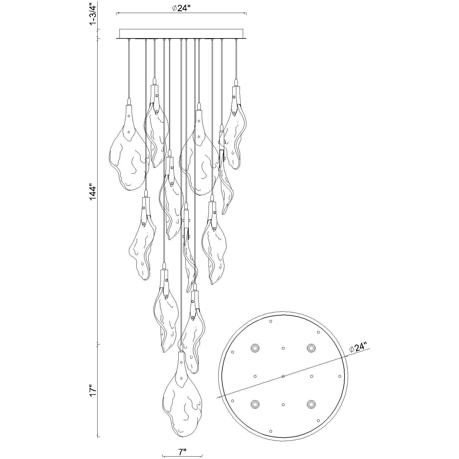 Jateo LED 24 inch Polished Nickel Multi Drop Chandelier Ceiling Light