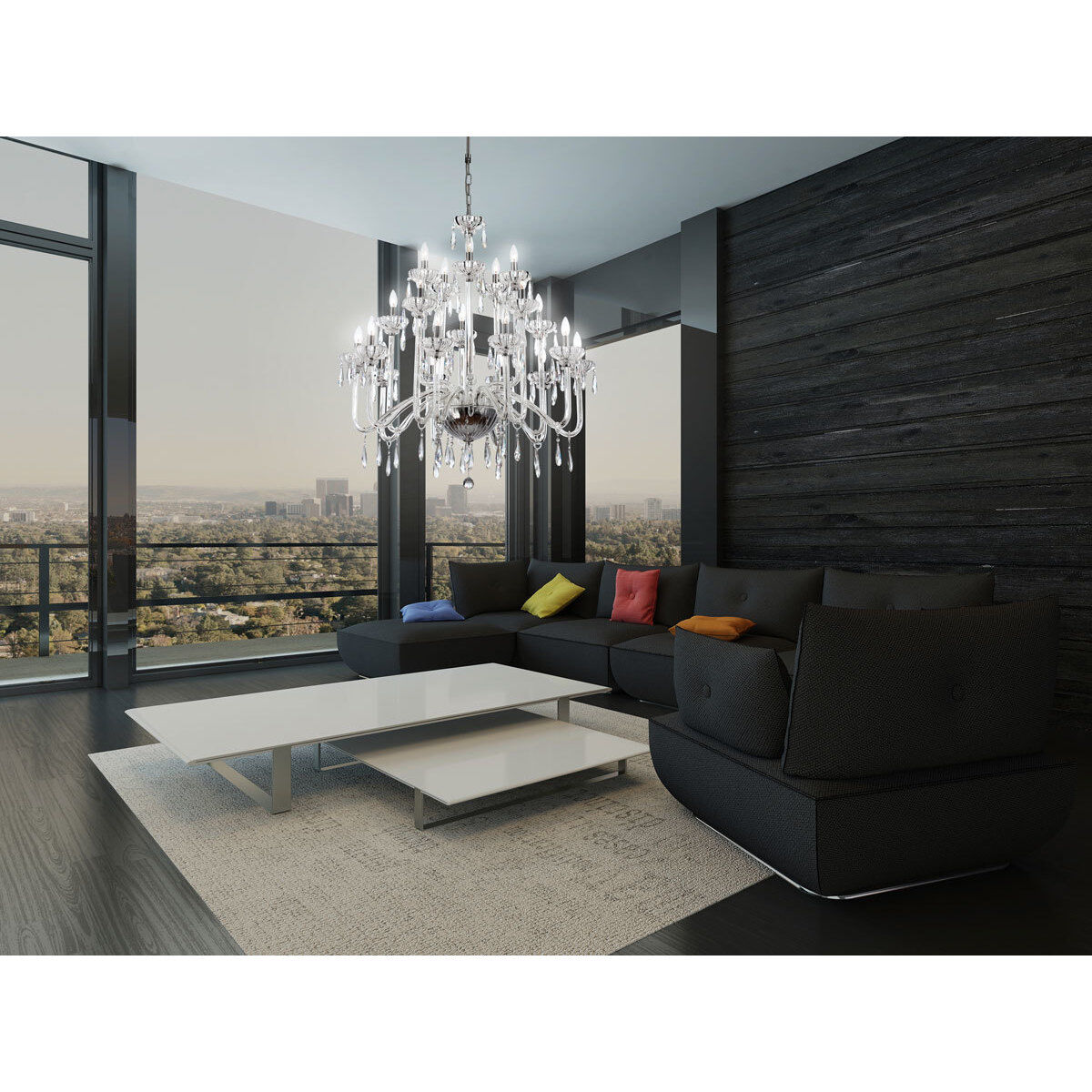 Villa 6 Light 22 inch Chrome Chandelier Ceiling Light