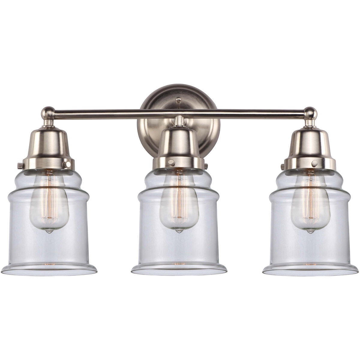 Aditi Canton 3 Light 22 inch Brushed Satin Nickel Bath Vanity Light Wall Light, Aditi