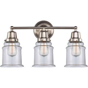 Aditi Canton 3 Light 22 inch Brushed Satin Nickel Bath Vanity Light Wall Light, Aditi