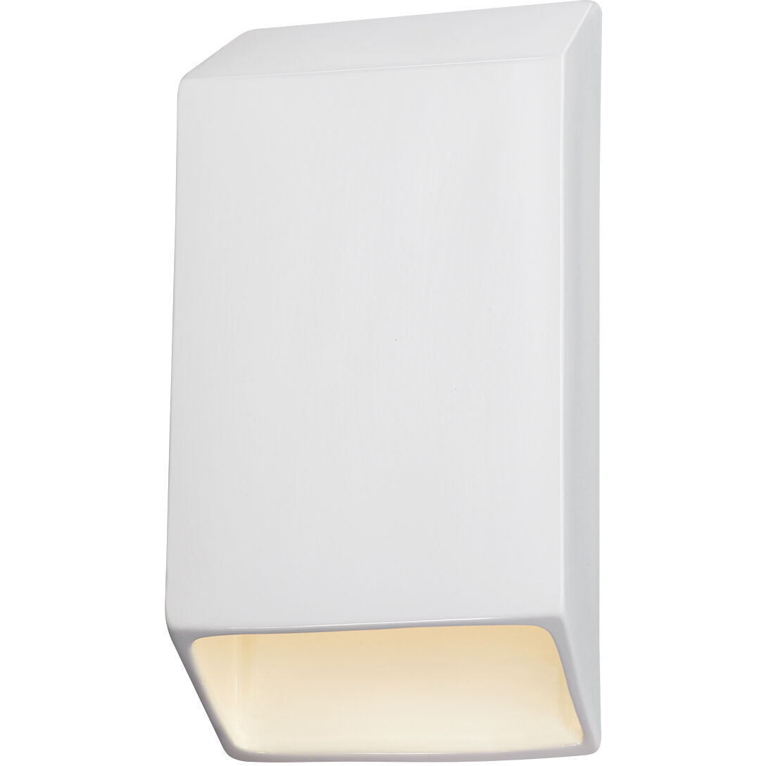 Ambiance LED 7 inch Gloss White ADA Wall Sconce Wall Light, Closed Top Fixture, Tapered Rectangle