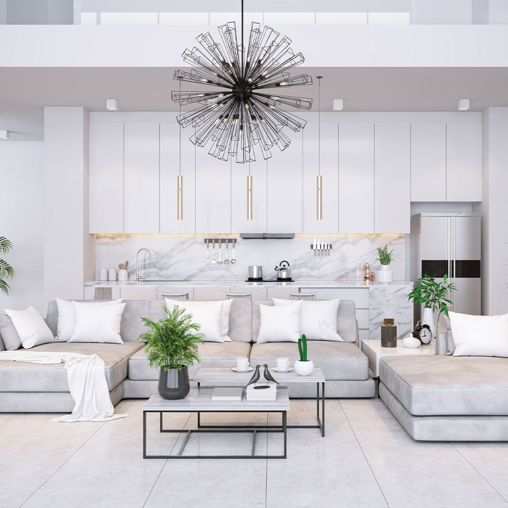 Dendelio 35 Light 54 inch Black Chandelier Ceiling Light