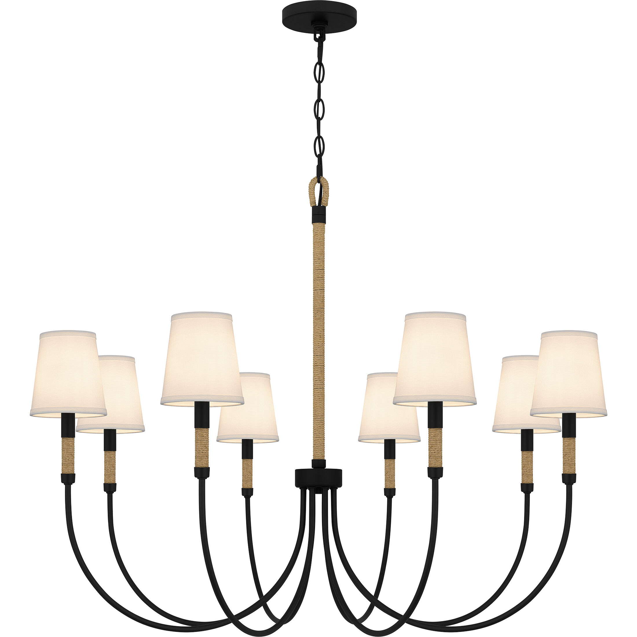 Bayside 8 Light 39 inch Matte Black Chandelier Ceiling Light