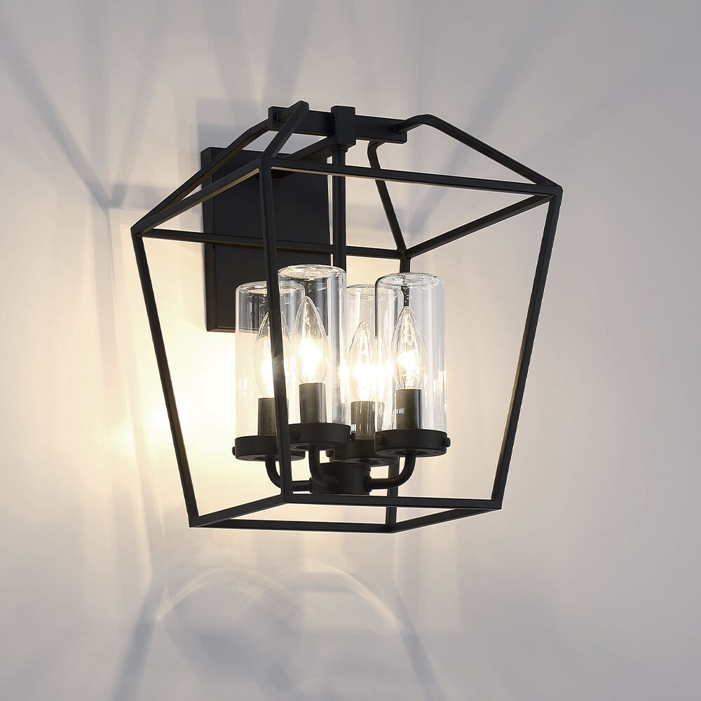 Bastille 4 Light 14 inch Satin Black Outdoor Wall Sconce