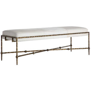 Lambeth Antique Aged Brass / Natural Ivory Hide Bench