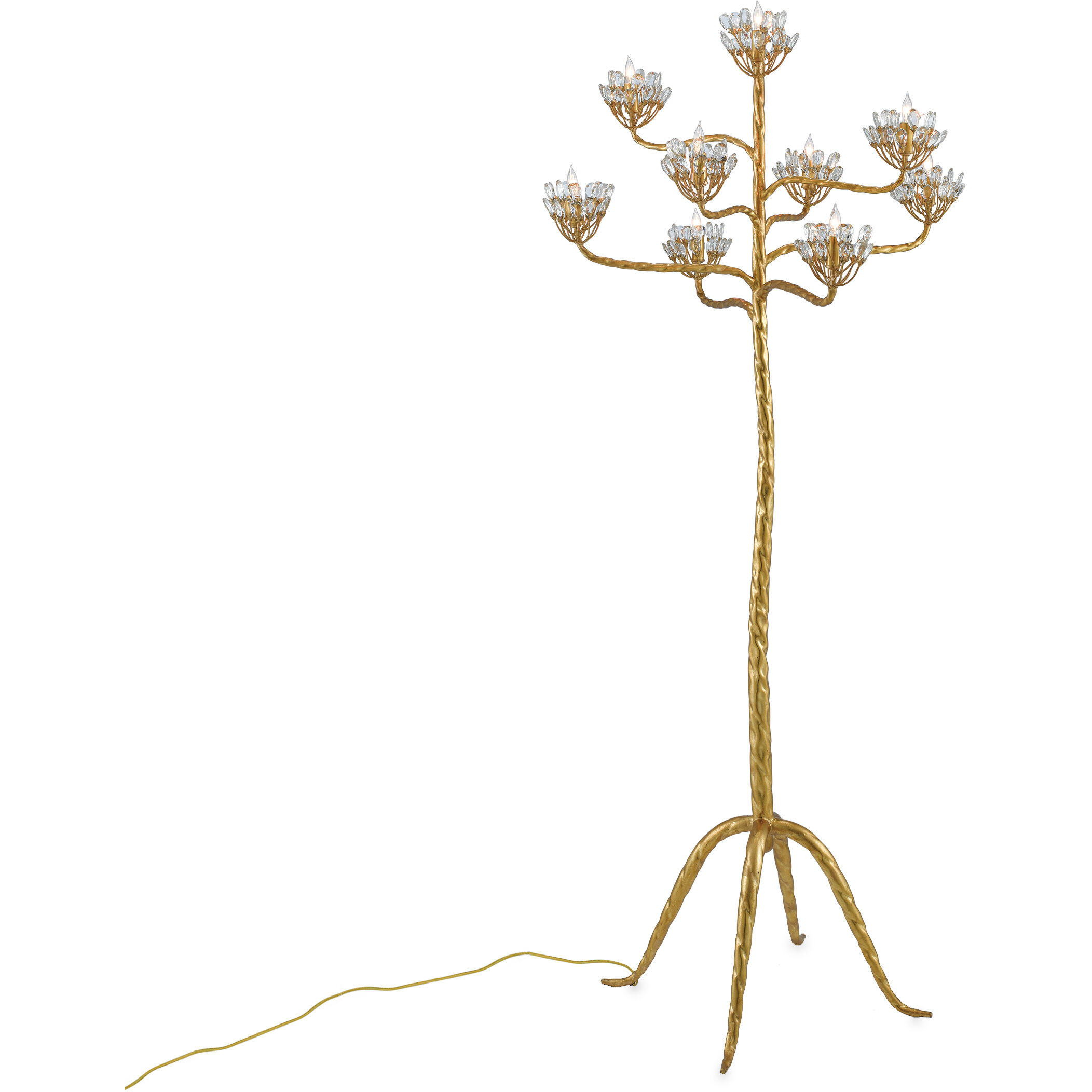Agave Americana 72 inch 60 watt Contemporary Gold Leaf Floor Candelabra Portable Light, Marjorie Skouras Collection