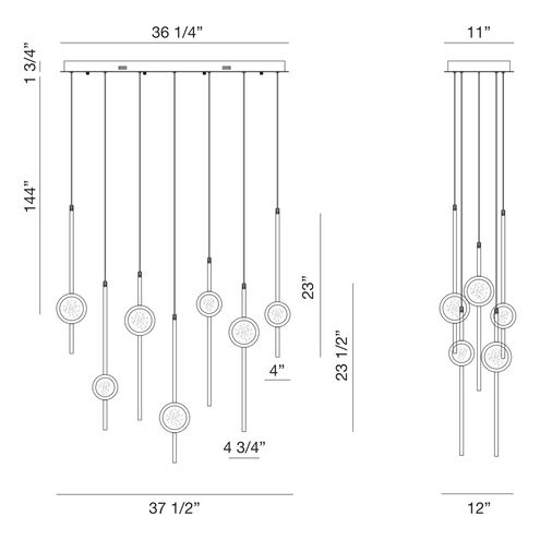 Barletta LED 12 inch Black Chandelier Ceiling Light