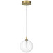 Iissa LED 6.25 inch Gold Pendant Ceiling Light in Clear