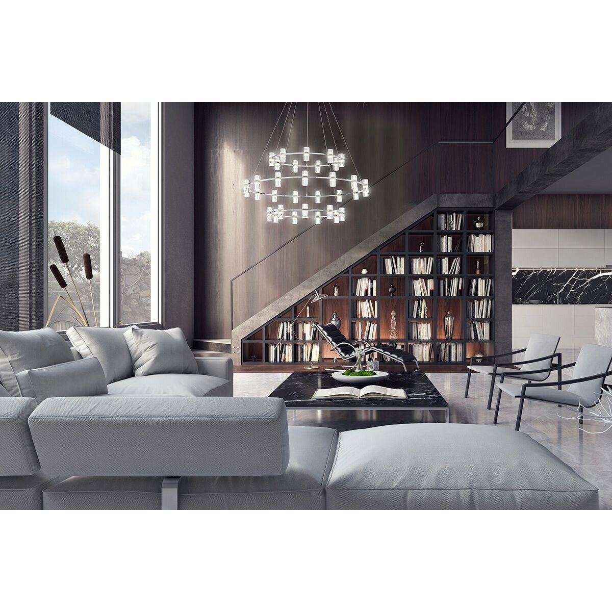 Netto LED 24.75 inch Chrome Pendant Ceiling Light, Small