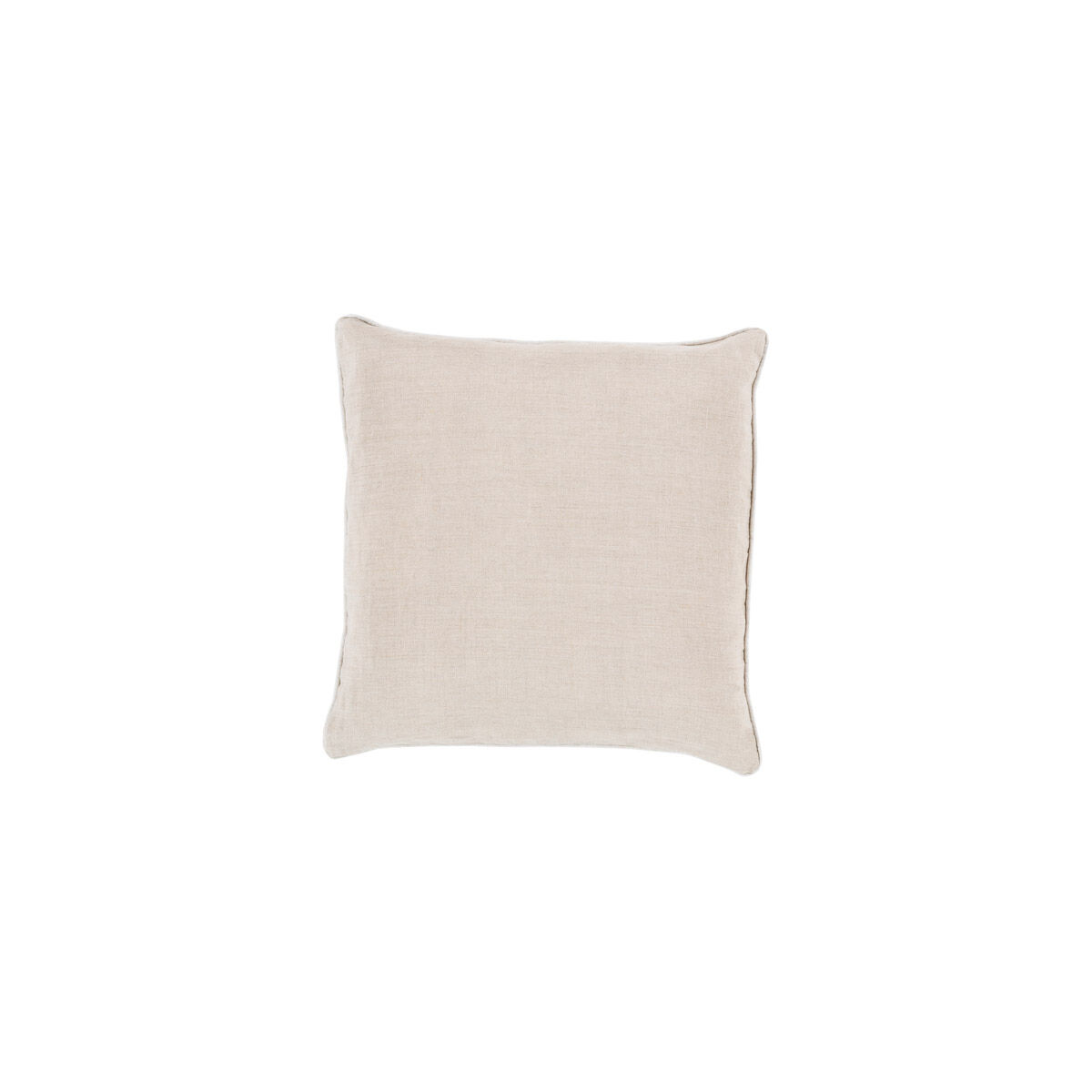 Linen Piped 20 X 20 inch Ivory and Cream Throw Pillow