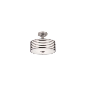 Breeze 2 Light 12 inch Brushed Nickel Semiflush Ceiling Light