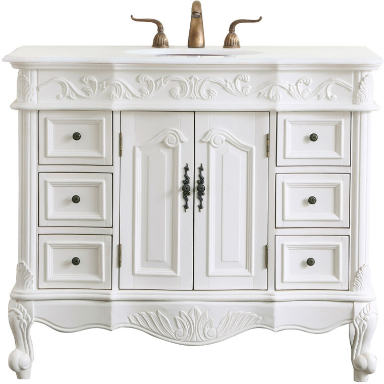 Oakland 42 X 22 X 36 inch Antique White Vanity Sink Set