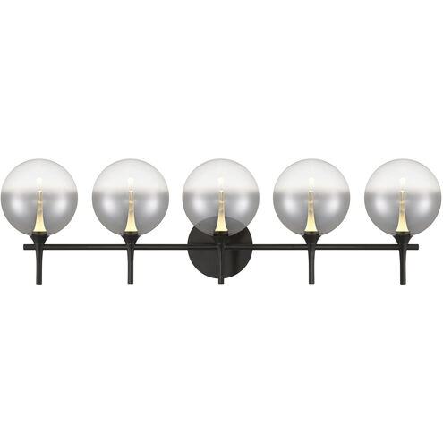 Iissa 5 Light 35.38 inch Black Vanity Light Wall Light in Smoke