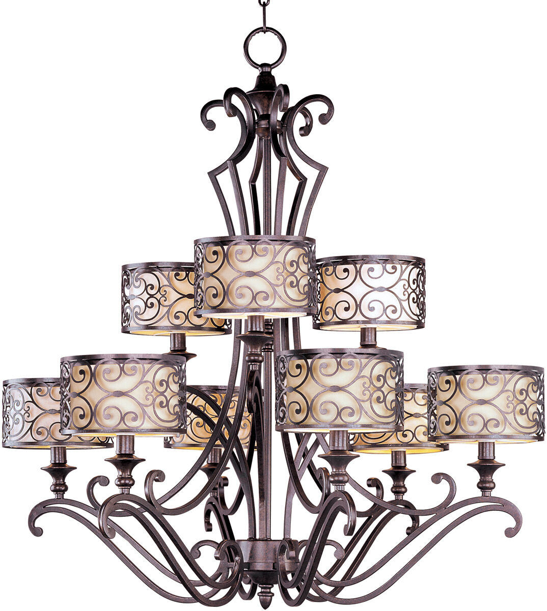 Mondrian 9 Light 34 inch Umber Bronze Multi-Tier Chandelier Ceiling Light