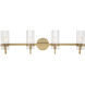 Brook 4 Light 31 inch Gold Vanity Light Wall Light
