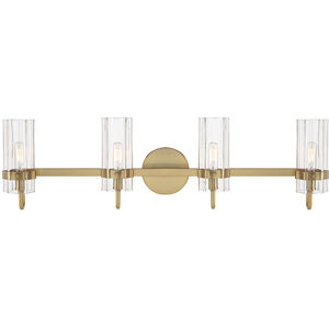 Brook 4 Light 31 inch Gold Vanity Light Wall Light