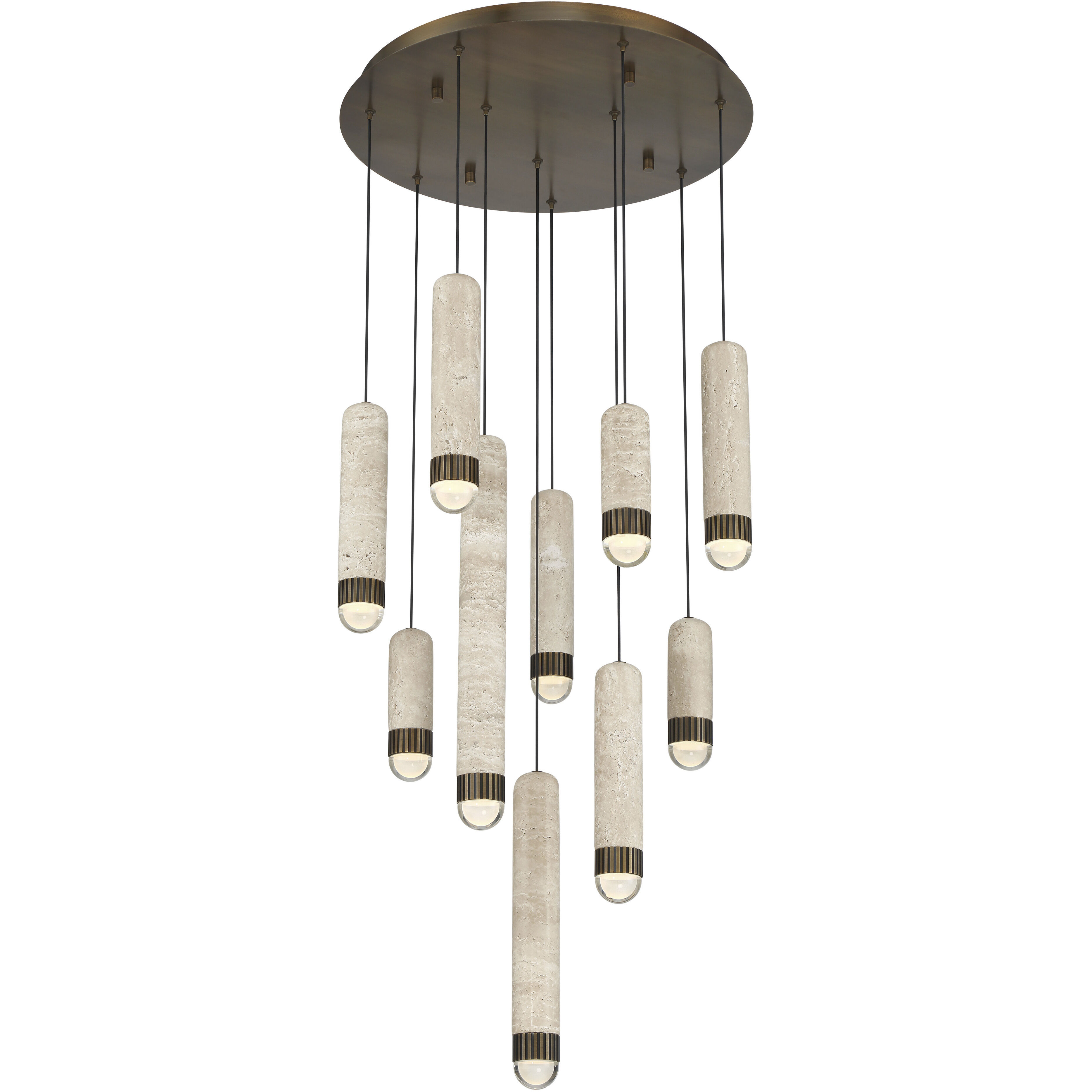 Cambre LED 22 inch Antique Brass Multi Drop Chandelier Ceiling Light