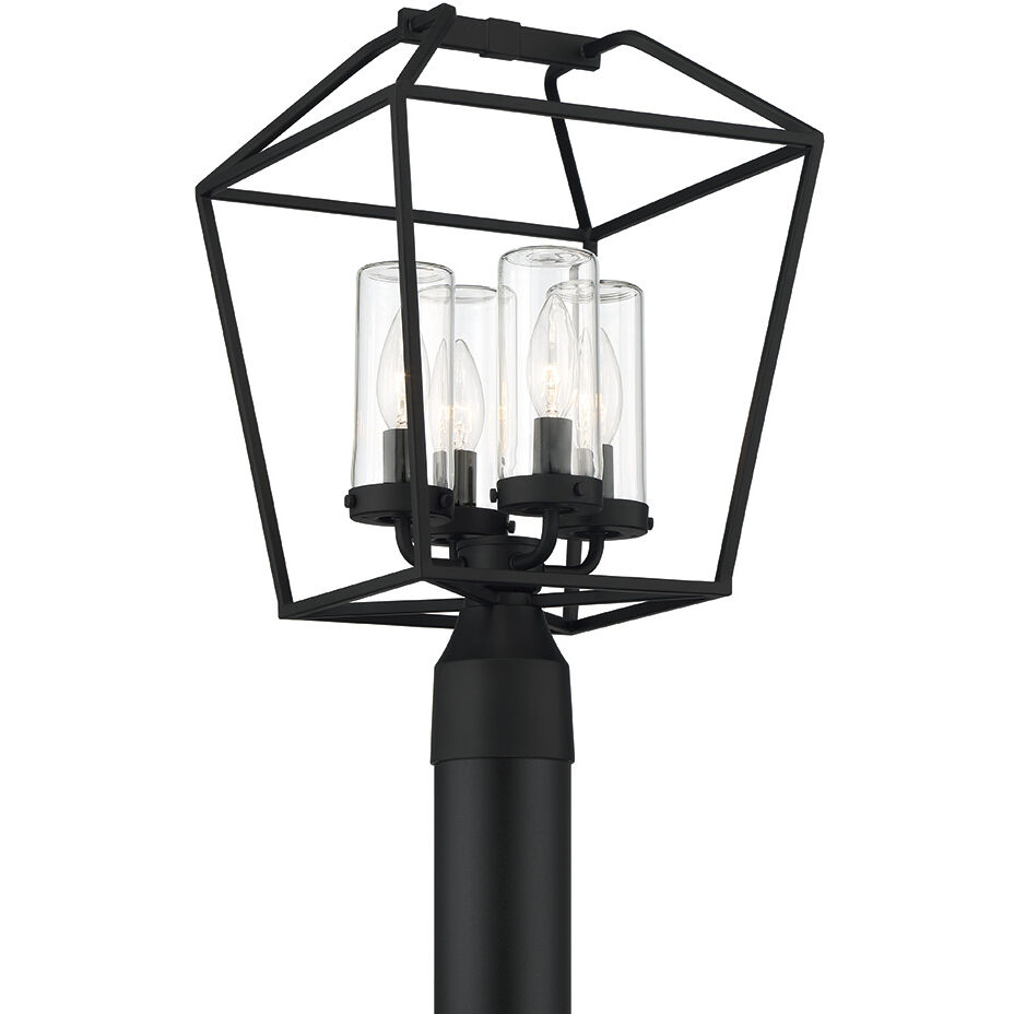 Bastille 4 Light 18 inch Satin Black Outdoor Post Light