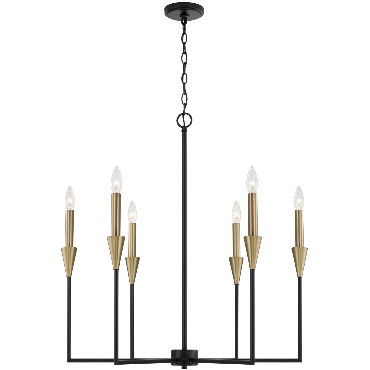 Avant 6 Light 29 inch Aged Brass and Black Chandelier Ceiling Light