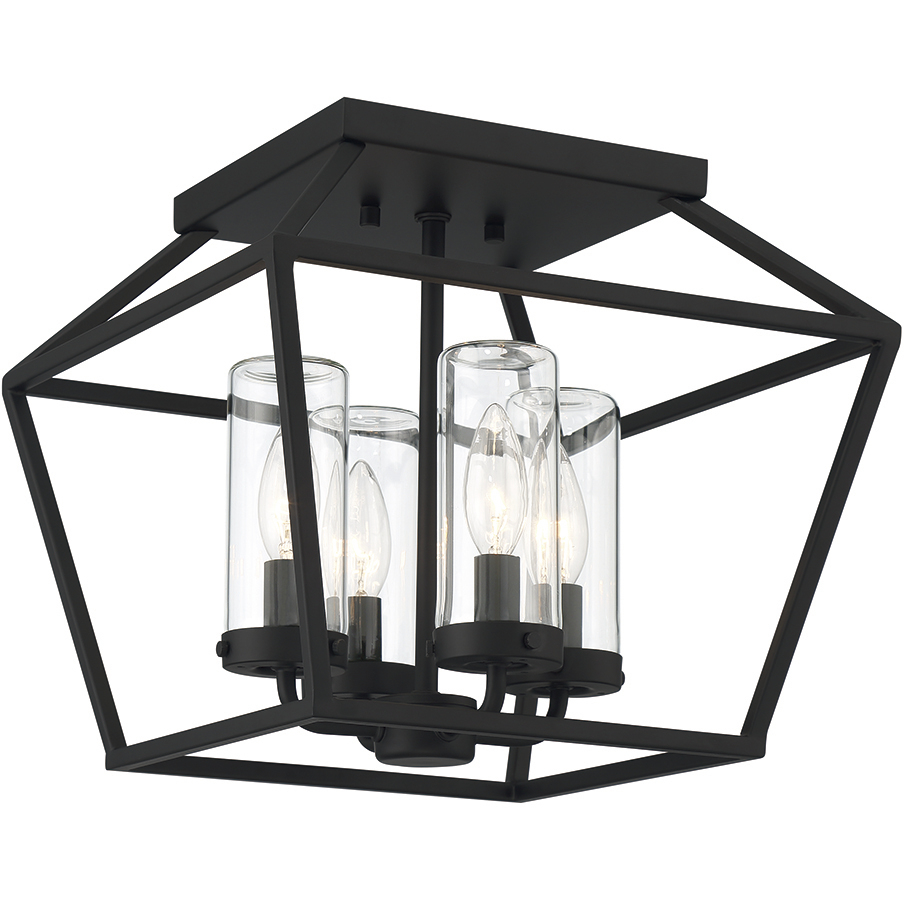 EuroFase 41956014 Bastille 4 Light 13 inch Satin Black Outdoor Flush Mount