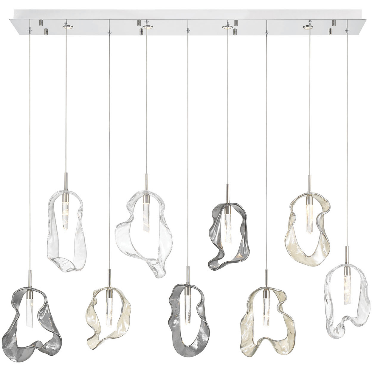 Norah Linear Chandelier Ceiling Light in Polished Nickel