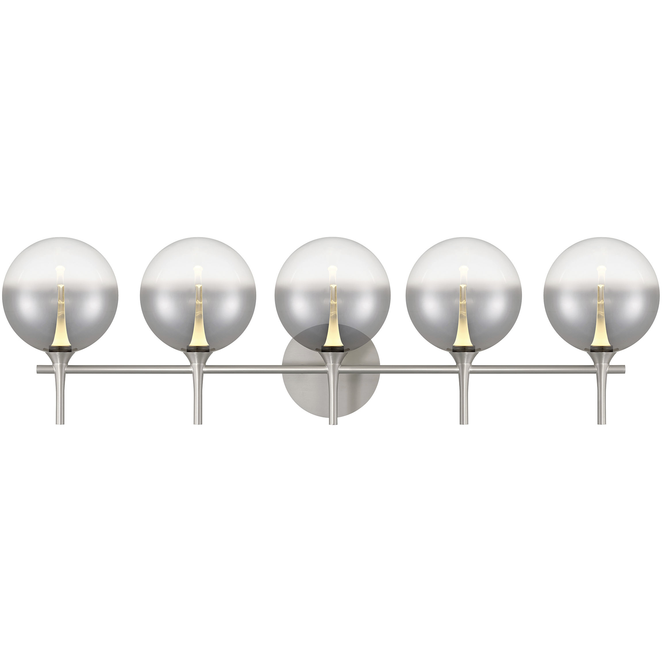 Iissa 5 Light 35.38 inch Satin Nickel Vanity Light Wall Light in Smoke