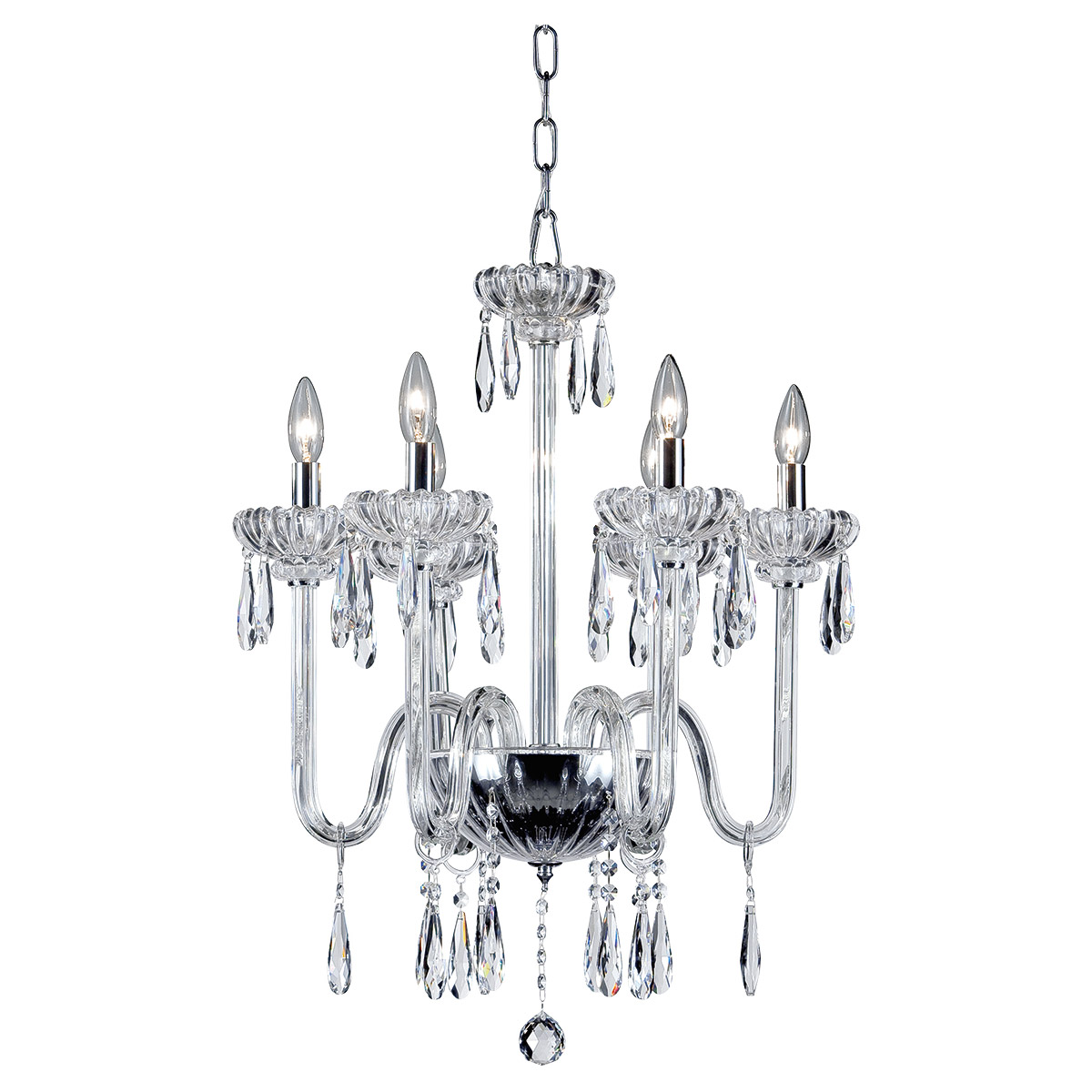 Villa 6 Light 22 inch Chrome Chandelier Ceiling Light
