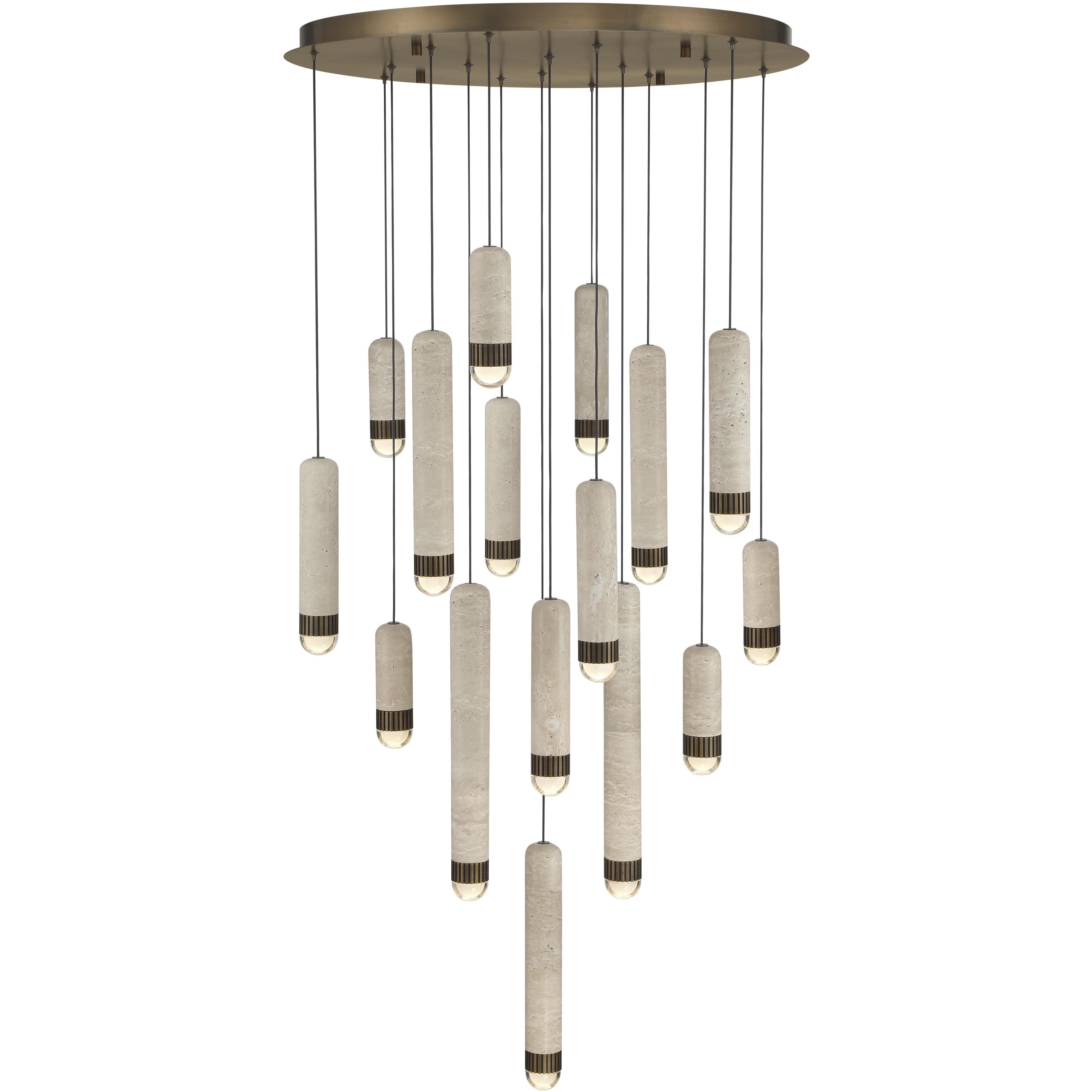Cambre LED 32 inch Antique Brass Multi Drop Chandelier Ceiling Light
