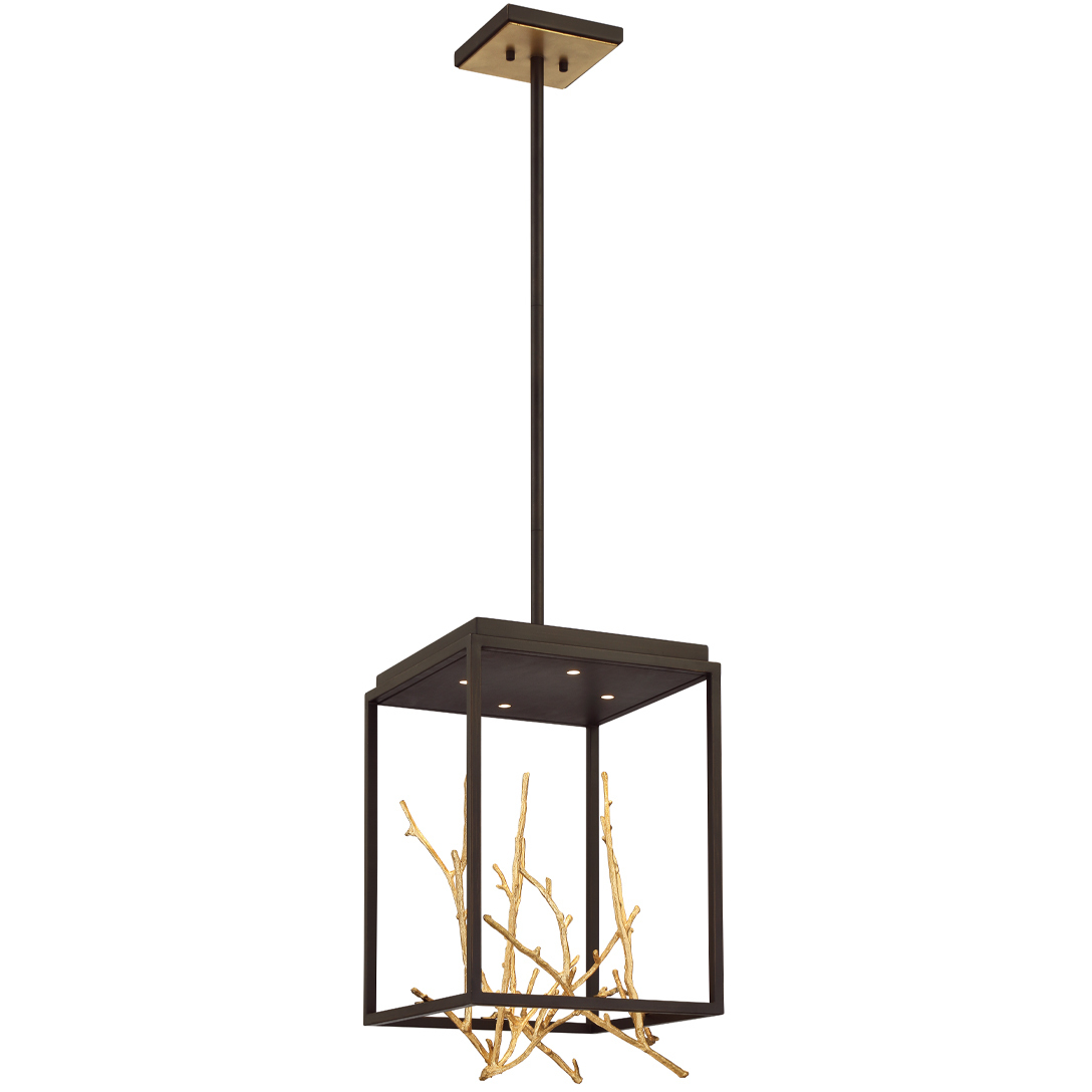 Aerie LED 12.5 inch Gold and Black Pendant Ceiling Light in Bronze and Gold