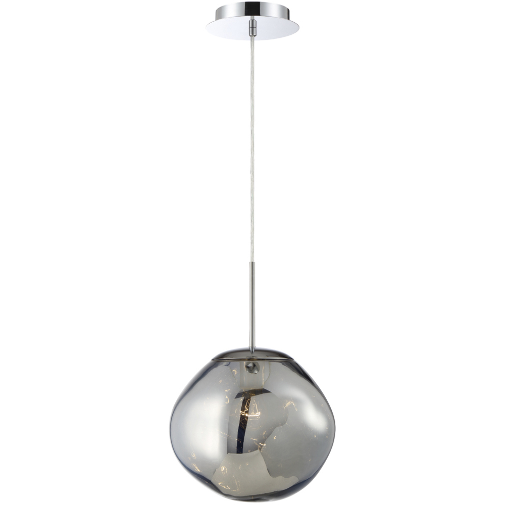 Bankwell 1 Light 10.5 inch Chrome Pendant Ceiling Light in Smoke