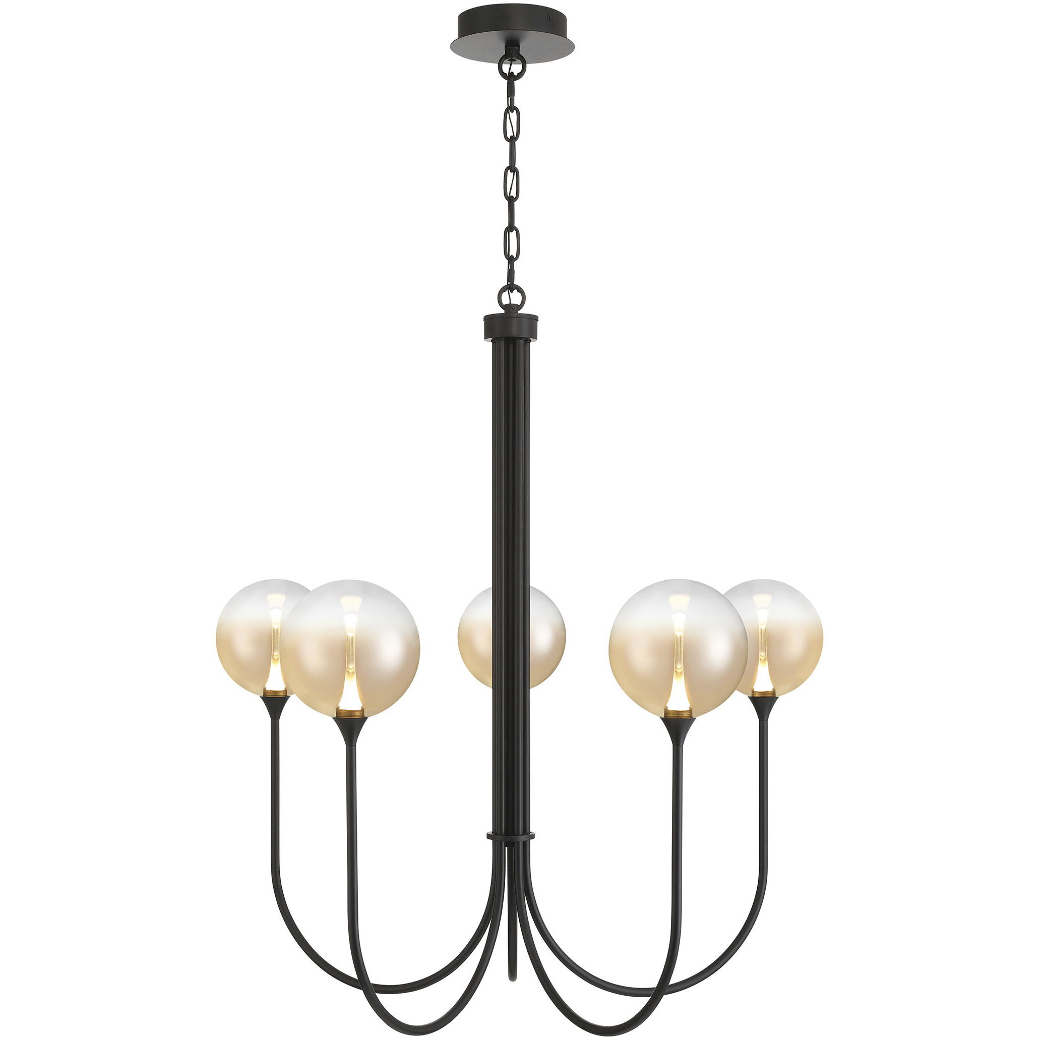 Iissa 5 Light 34 inch Black Chandelier Ceiling Light in Amber