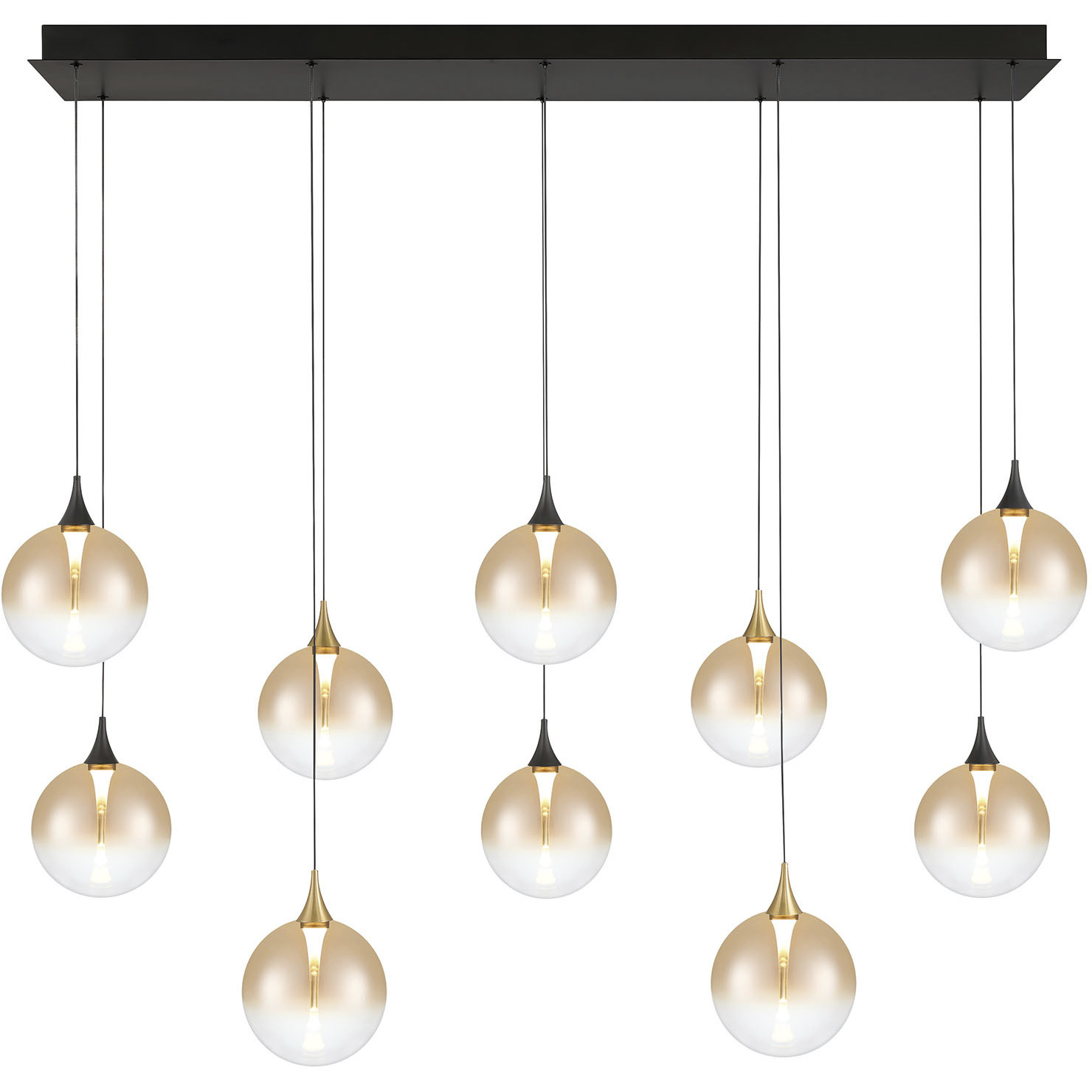 Iissa 10 Light 15.5 inch Gold and Black Chandelier Ceiling Light in Amber