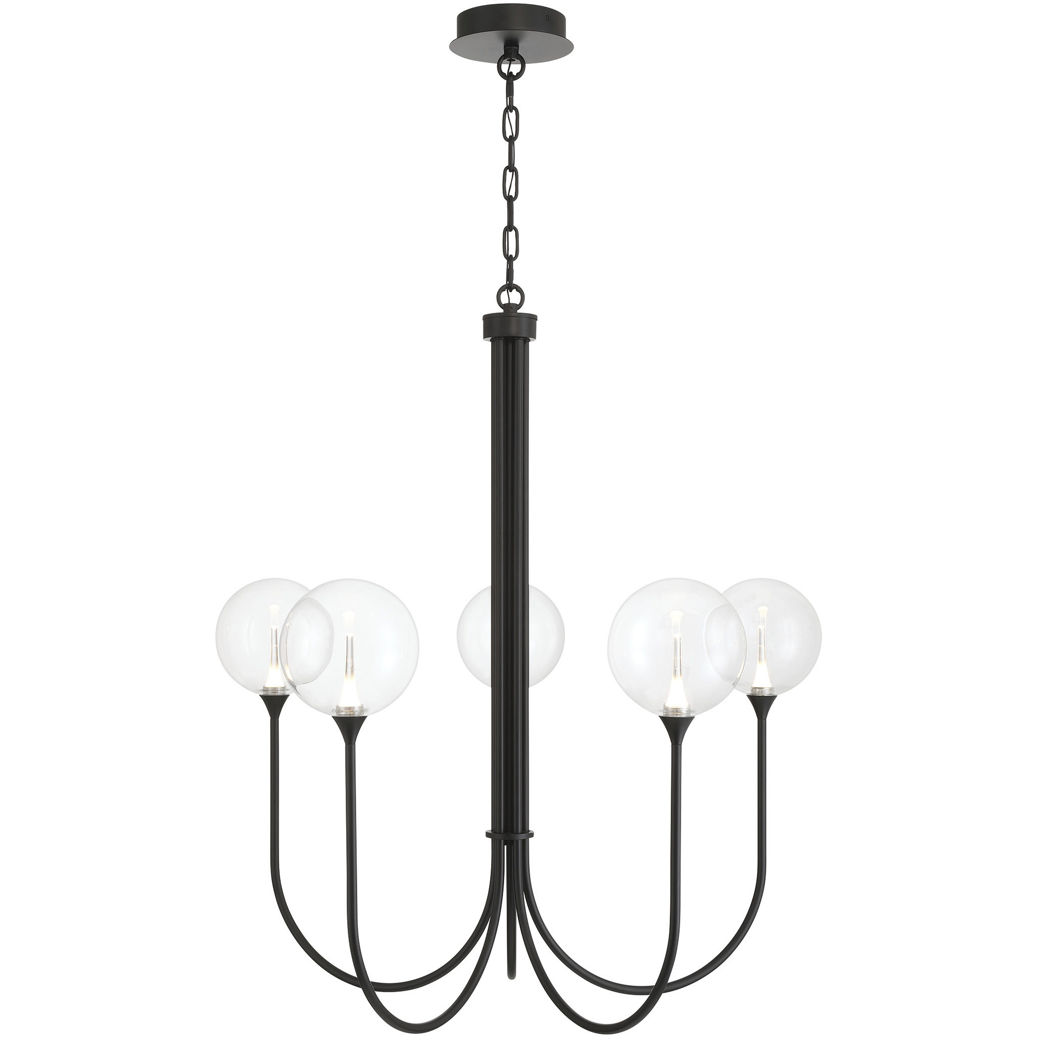 Iissa 5 Light 34 inch Black Chandelier Ceiling Light in Clear