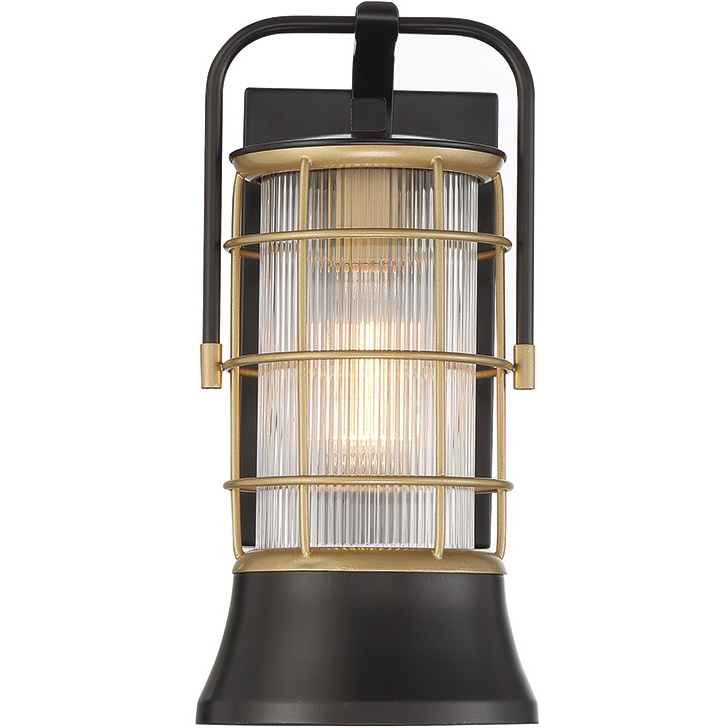Rivamar 1 Light 13.25 inch Gold and Black Outdoor Wall Lantern