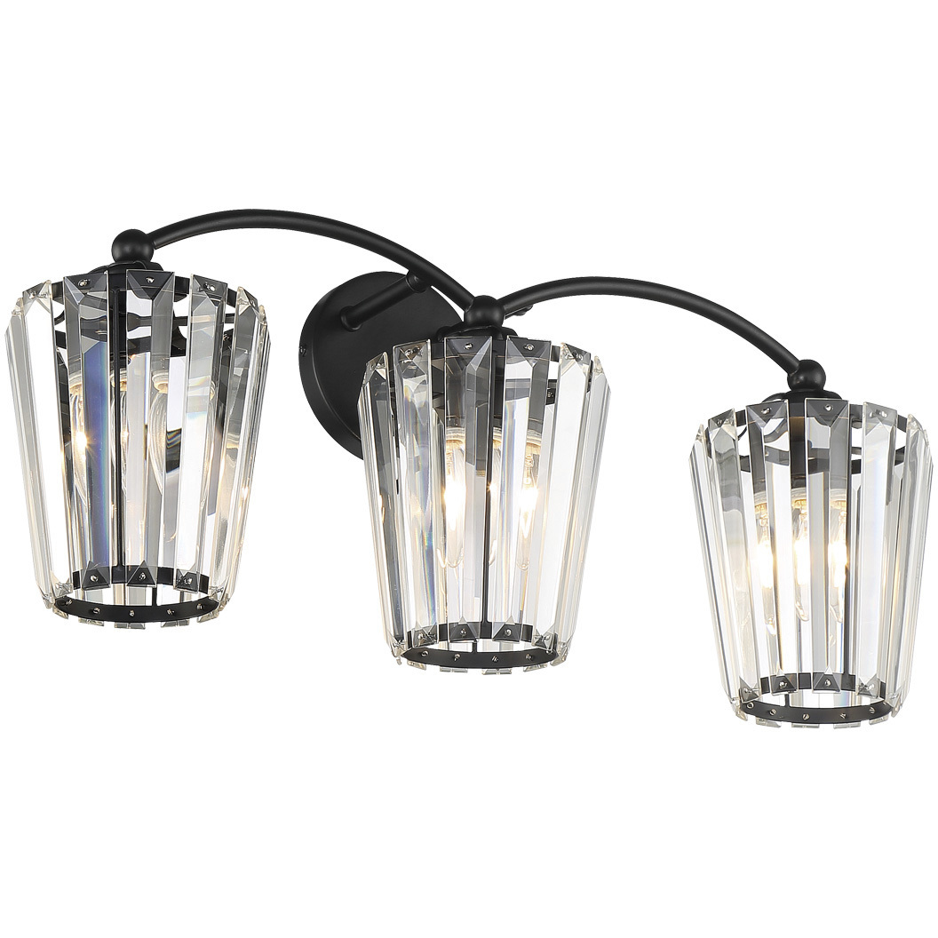 Natalia 3 Light 24.5 inch Black Vanity Light Wall Light