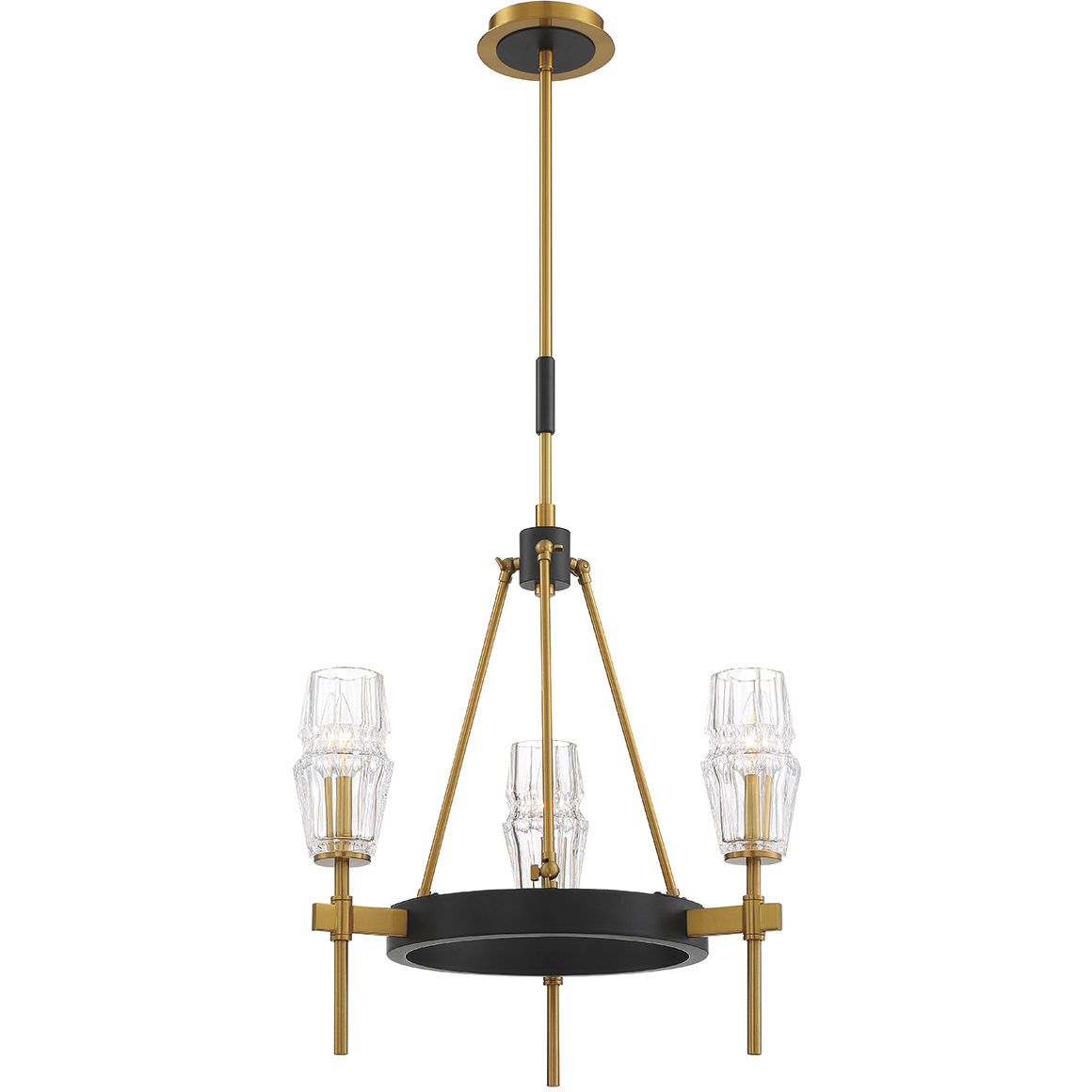 Gladstone 3 Light 20.75 inch Antique Brass/Black Chandelier Ceiling Light