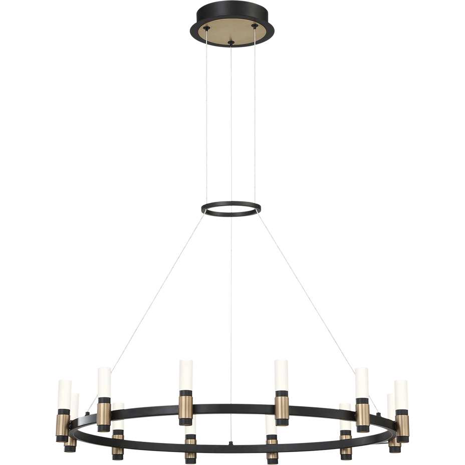 Albany LED 31.5 inch Brass and Black Chandelier Ceiling Light