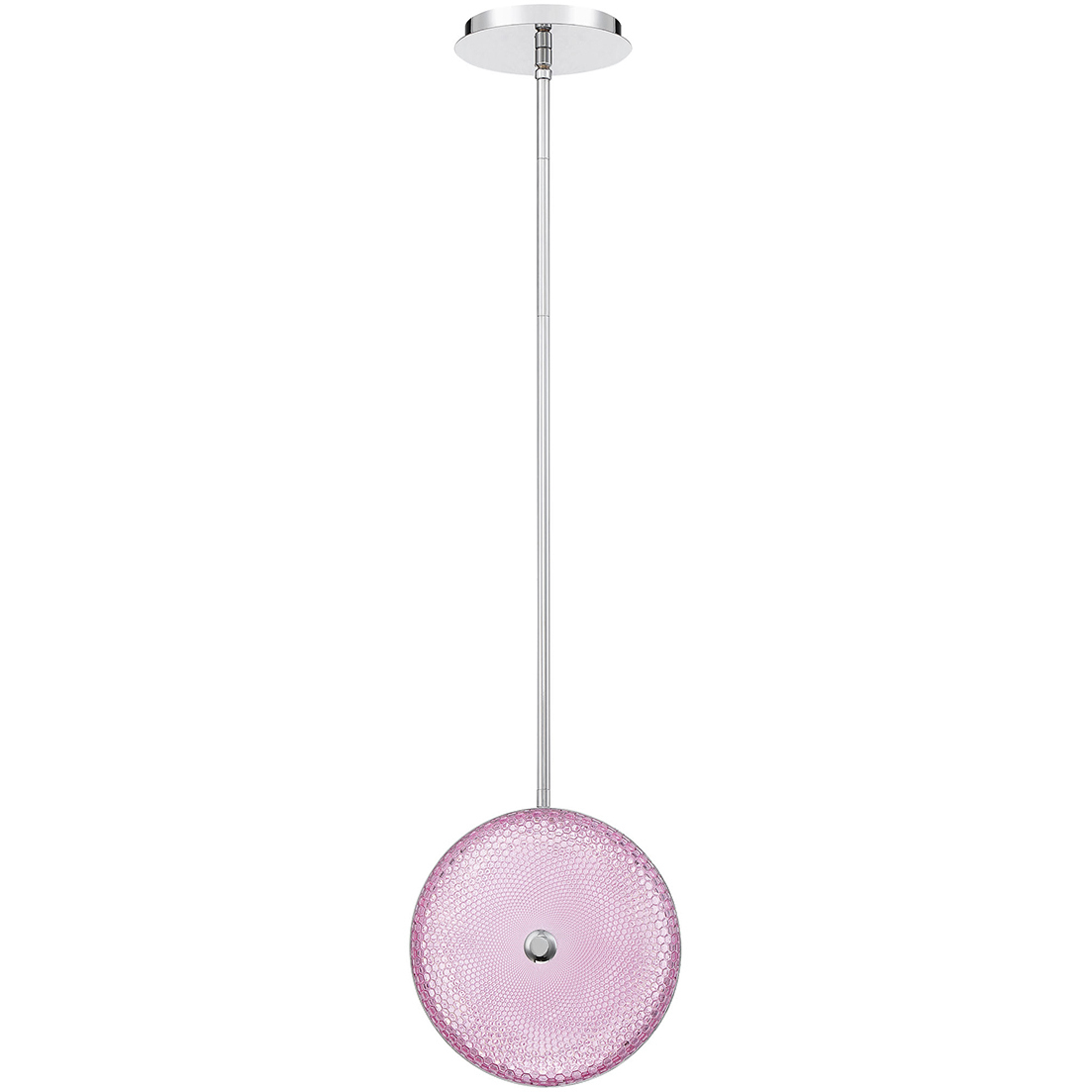 Caledonia LED 6.5 inch Chrome Pendant Ceiling Light in Pink, Small