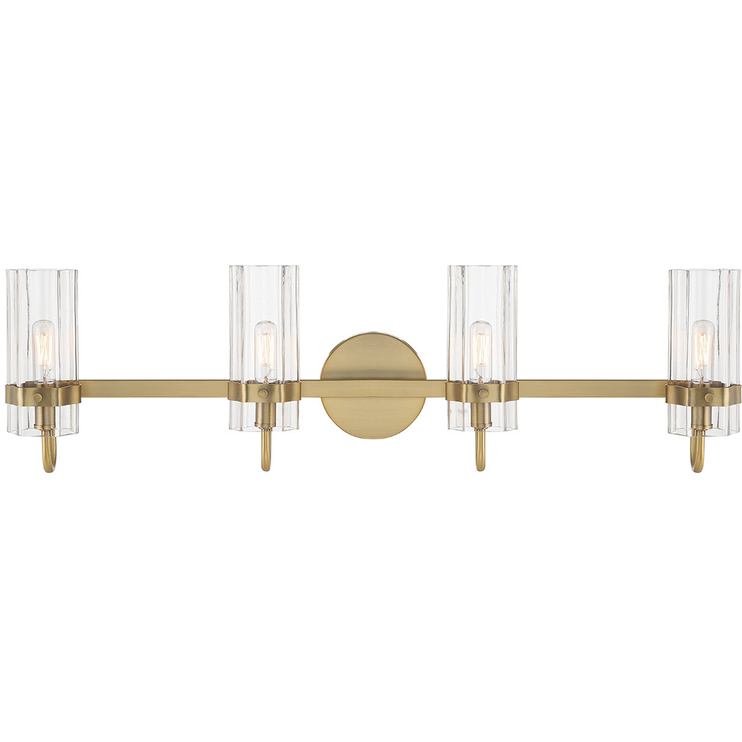 Brook 4 Light 31 inch Gold Vanity Light Wall Light